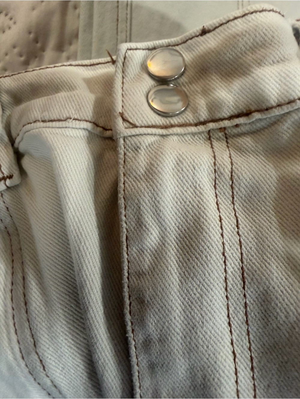 PacSun Elastic Waist Cargo Pants Cream Brown Contrast Stitch Size M - Picture 15 of 15